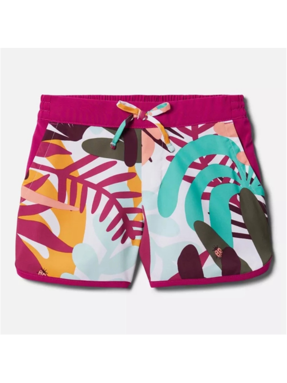 Columbia Girls' Sandy Shores Board Shorts White In The Leaves Size M 10/12